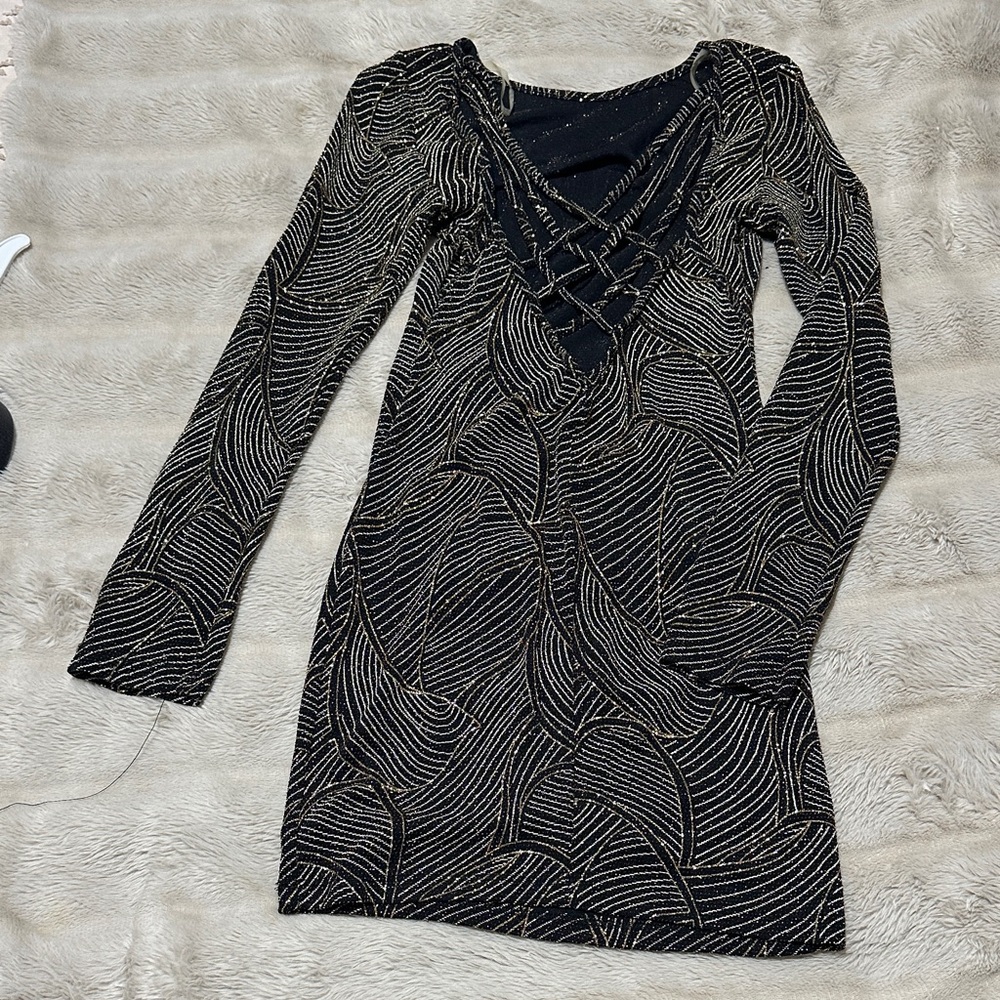 Elegant Black and Gold Women's Dress